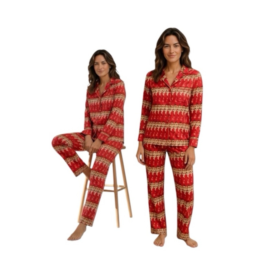 Holiday Time Dancing Girls Festive Red Pajama Set